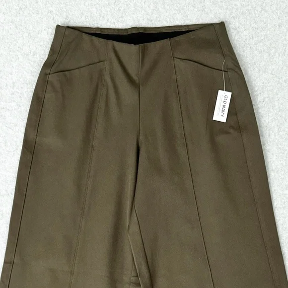 Old Navy Womens Pixie Wide Leg Pants Size Medium Brown Green Pull On Stretch New - Picture 2 of 13
